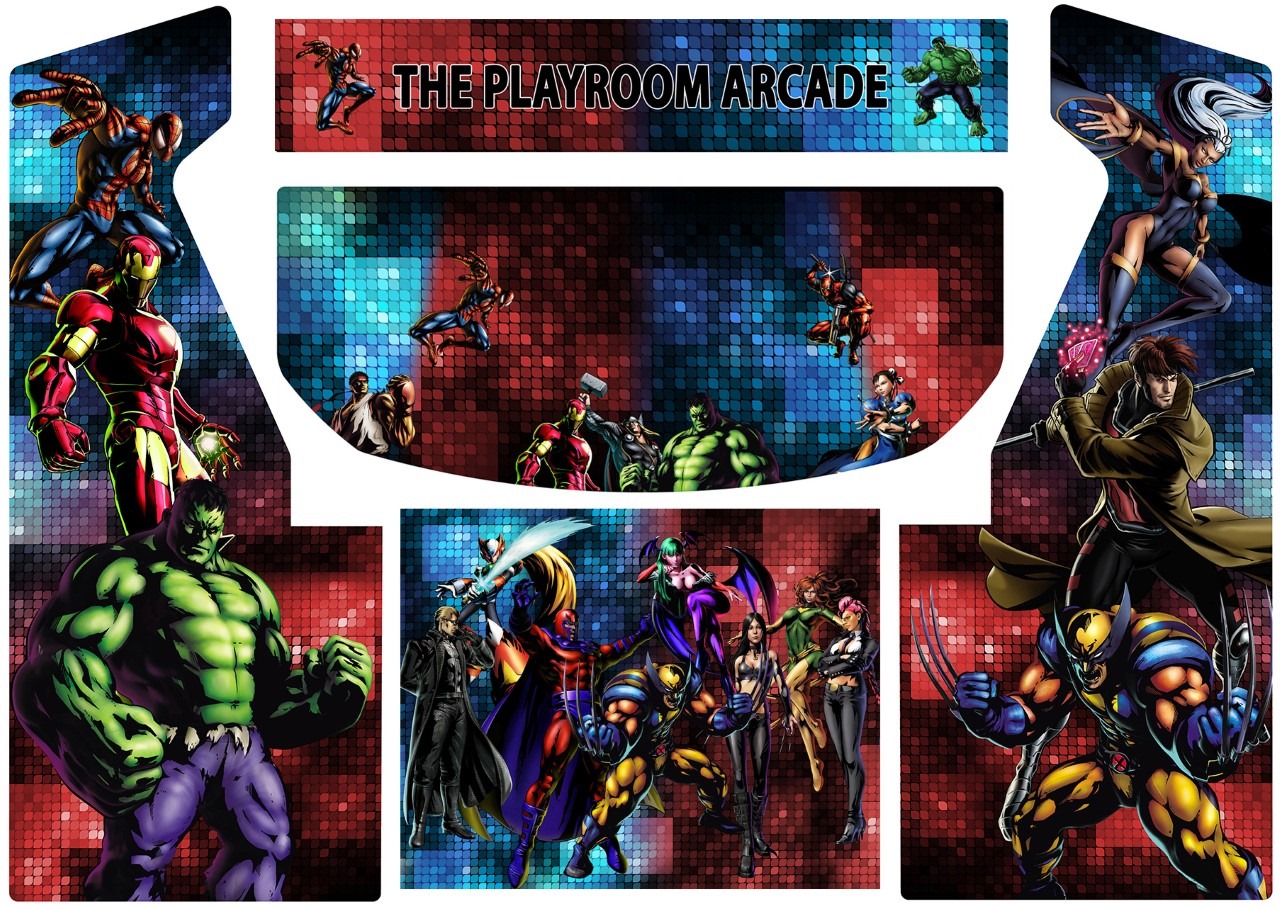 Marvel Super Heroes w Blue Red Grid